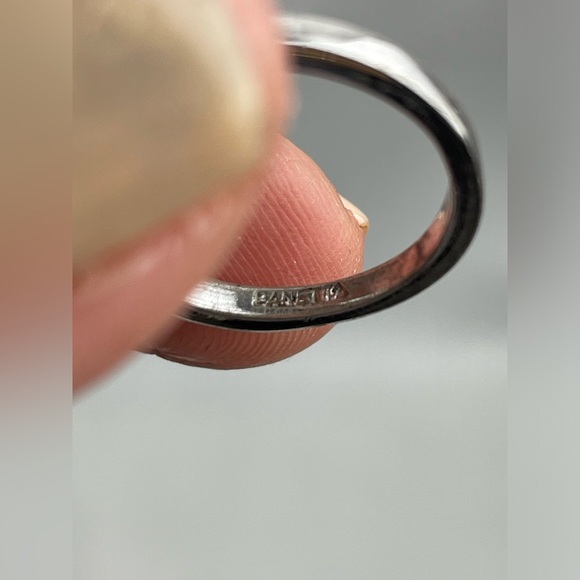 Vintage Panetta Sterling Rhinestone and Glass Onyx Ring Sz 5-1/2 - Picture 5 of 6